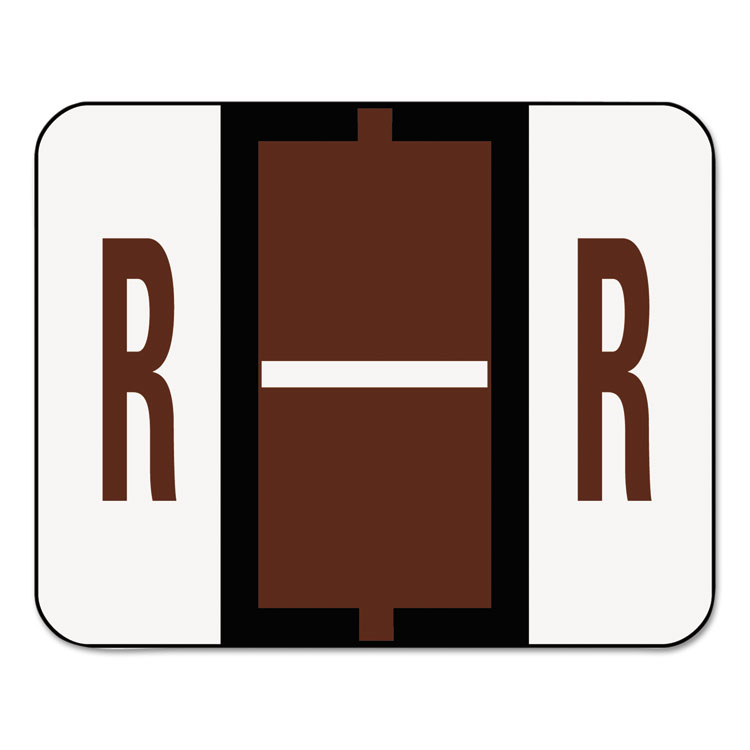 Picture of A-Z Color-Coded Bar-Style End Tab Labels, Letter R, Brown, 500/Roll