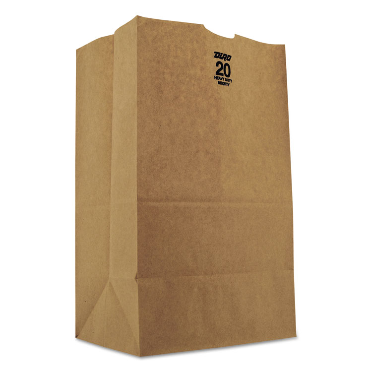 Picture of #20 Squat Paper Grocery, 50lb Kraft, Heavy-Duty 8 1/4 X5 5/16 X13 3/8, 500 Bags