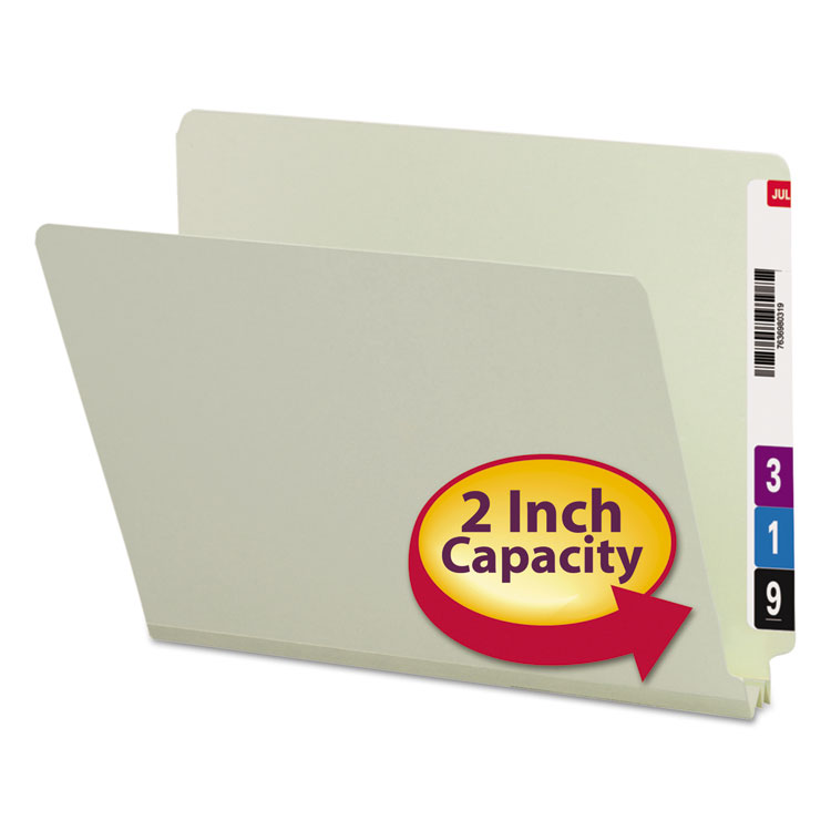Picture of Heavy Duty Folders, End Tab, Two Inch Expansion, Letter, Gray Green, 25/Box