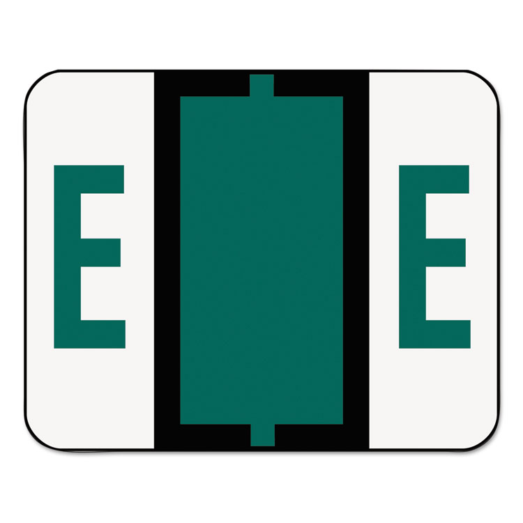 Picture of A-Z Color-Coded Bar-Style End Tab Labels, Letter E, Dark Green, 500/Roll