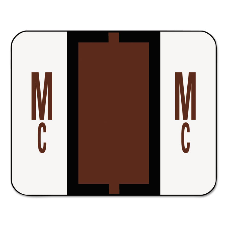 Picture of A-Z Color-Coded Bar-Style End Tab Labels, Letters Mc, Brown, 500/Roll