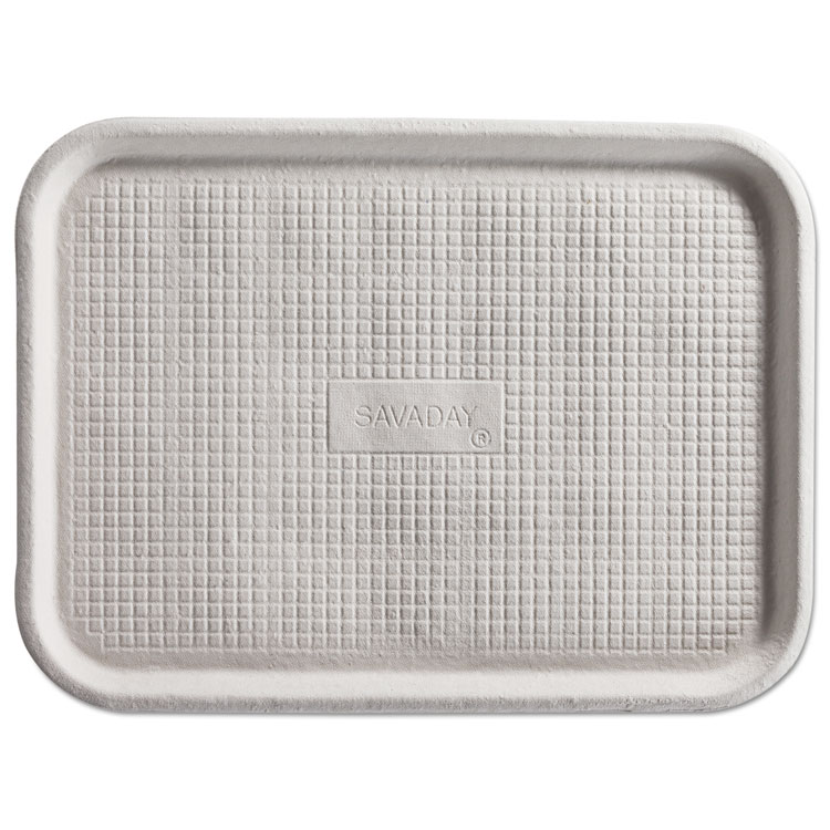 Picture of Savaday Molded Fiber Flat Food Tray, White, 12x16, 200/carton