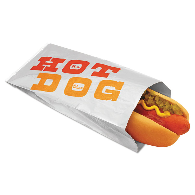 Picture of Foil/paper Bag "king Hot Dog", 12" X 3 1/2", Orange, Red, Silver, 1000/carton