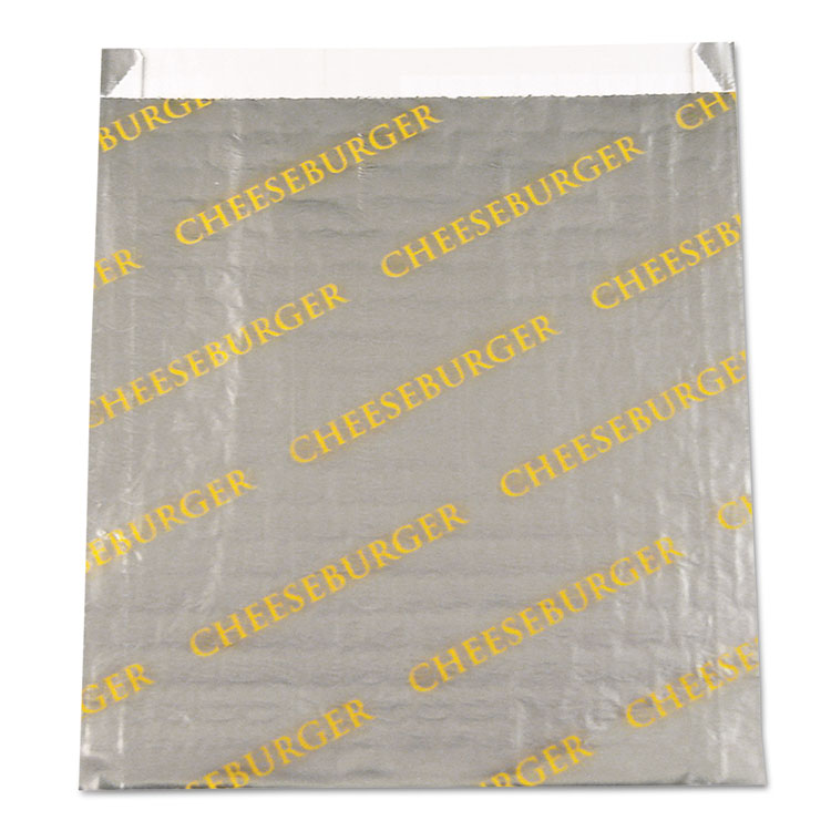 Picture of Foil/paper/honeycomb Insulated Bag "cheeseburger", 6x6 1/2, Gray/yellow, 1000/ct