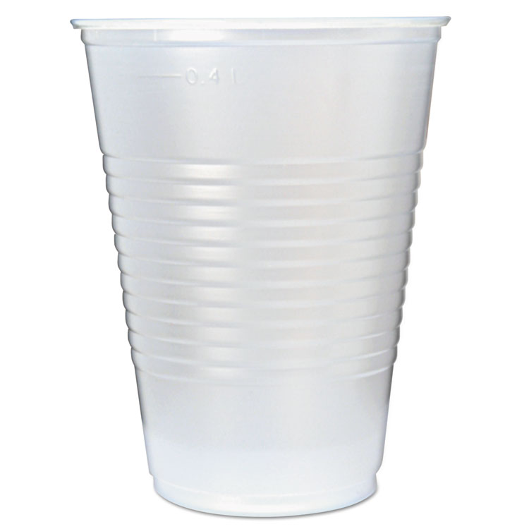 Picture of RK RIBBED COLD DRINK CUPS, 16OZ, TRANSLUCENT, 50/SLEEVE, 20 SLEEVES/CARTON