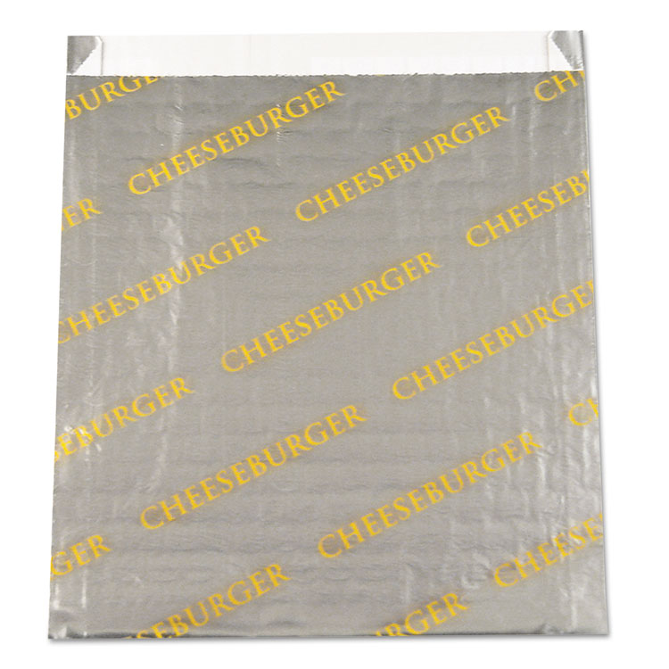 Picture of Foil/paper Bag "cheeseburger", 6" X 6 1/2", Silver, 1000/carton