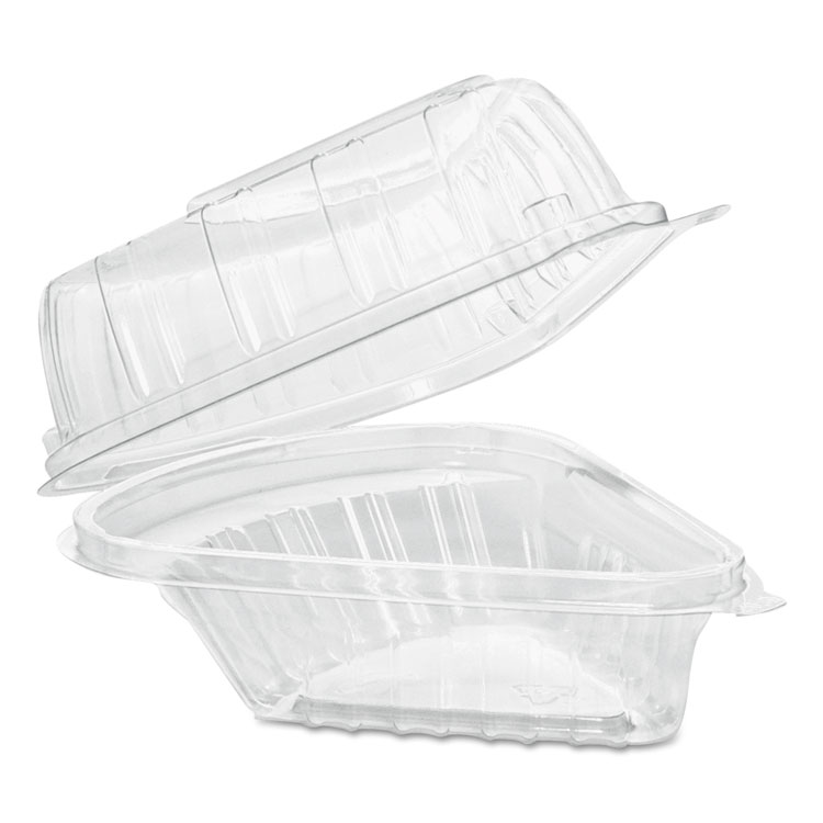 Picture of Showtime Clear Hinged Containers, Pie Wedge, 6 2/3 Oz, Plastic, 125/pk, 2 Pk/ct