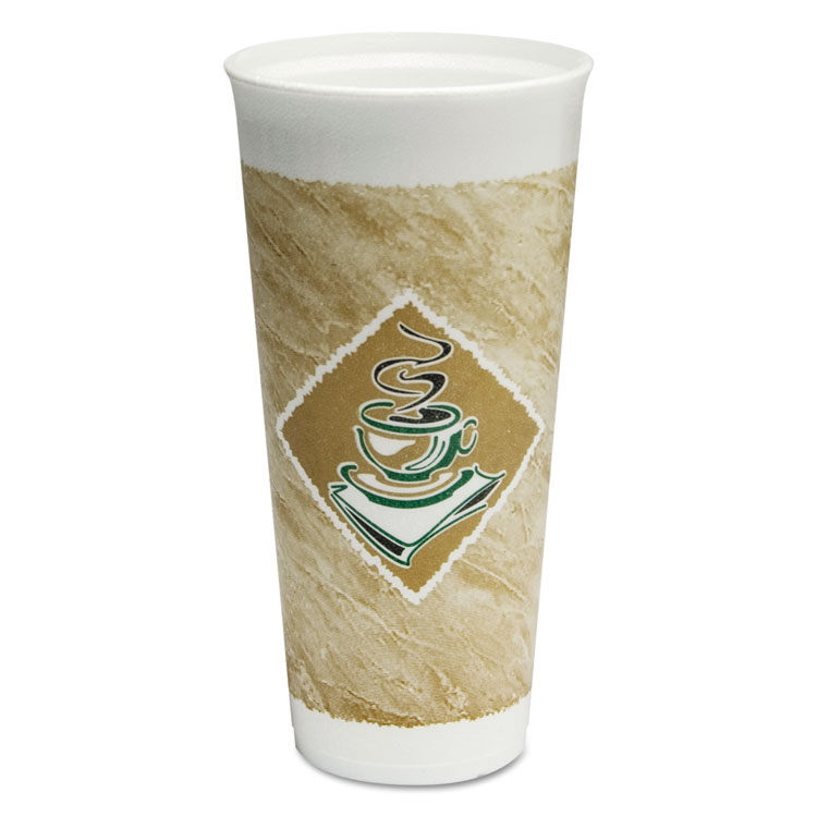 Caf G Foam Hot/Cold Cups, 24 oz, Green/White, 20/Bag, 20 Bags/Carton