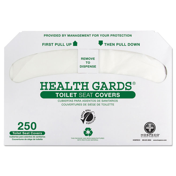 Picture of Health Gards Green Seal Recycled Toilet Seat Covers, White, 250/pk, 4 Pk/ct