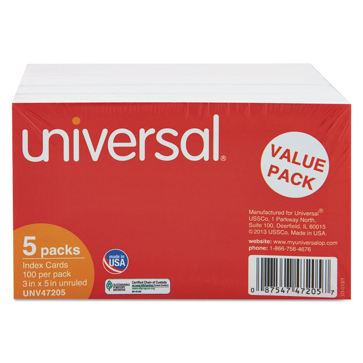Picture of Unruled Index Cards, 3 x 5, White, 500/Pack