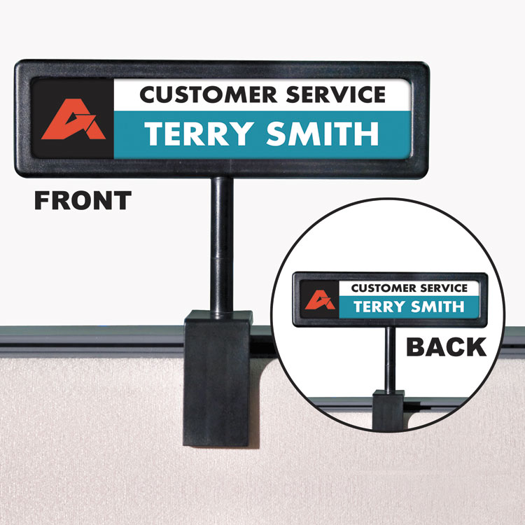 Picture of People Pointer Cubicle Sign, Plastic, 9 x 2 1/2, Black