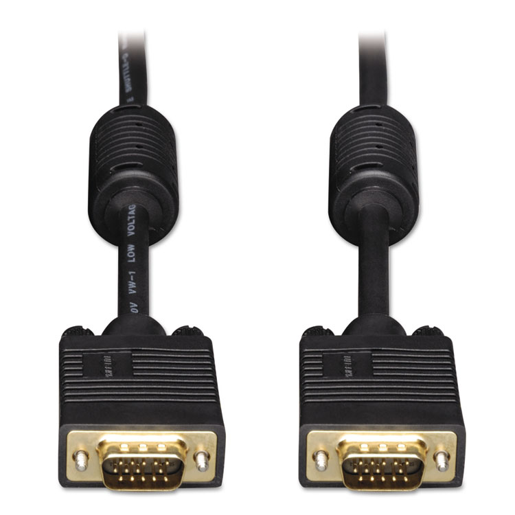 Picture of VGA Coax Monitor Cables, 6 ft, Black, HD15 Male; HD15 Male