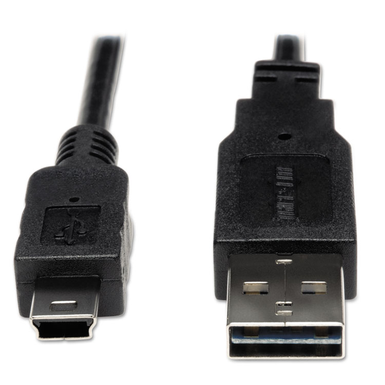 Picture of Reversible USB 2.0 Cable, Reversible A to 5-Pin Mini-B M/M, 6 ft