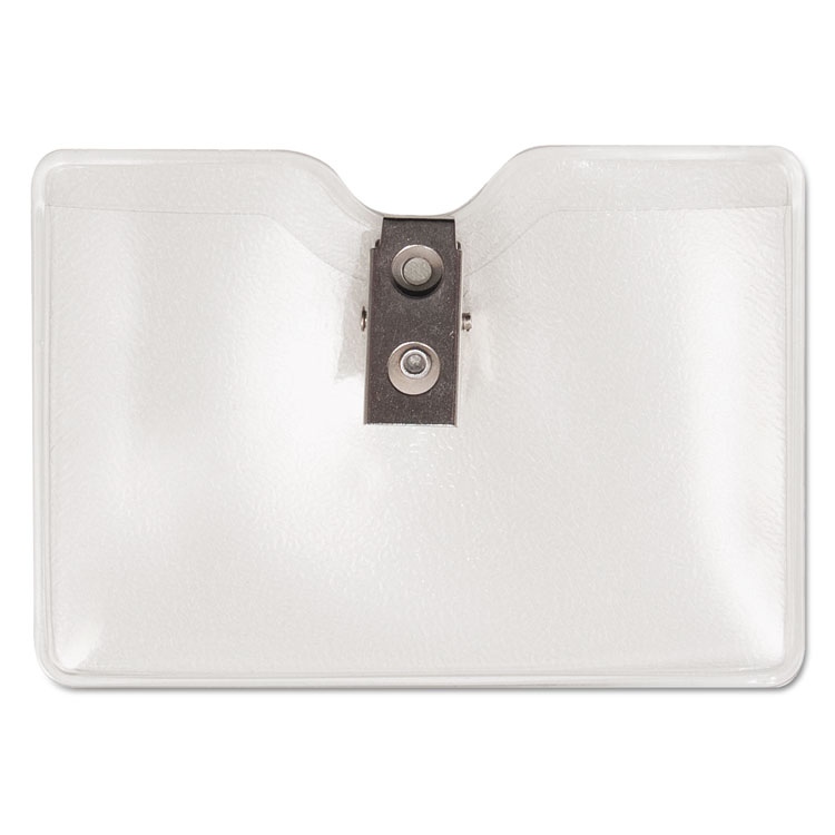 Picture of Security ID Badge Holder with Clip, Horizontal, 3 1/2w x 2 1/2h, Clear, 50/Box