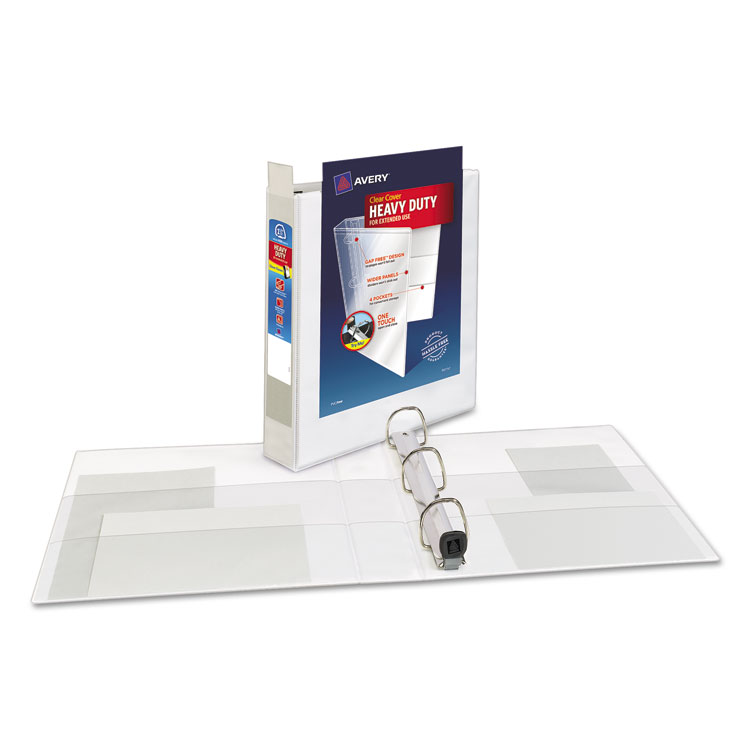 Picture of Heavy-Duty View Binder w/Locking 1-Touch EZD Rings, 1 1/2" Cap, White