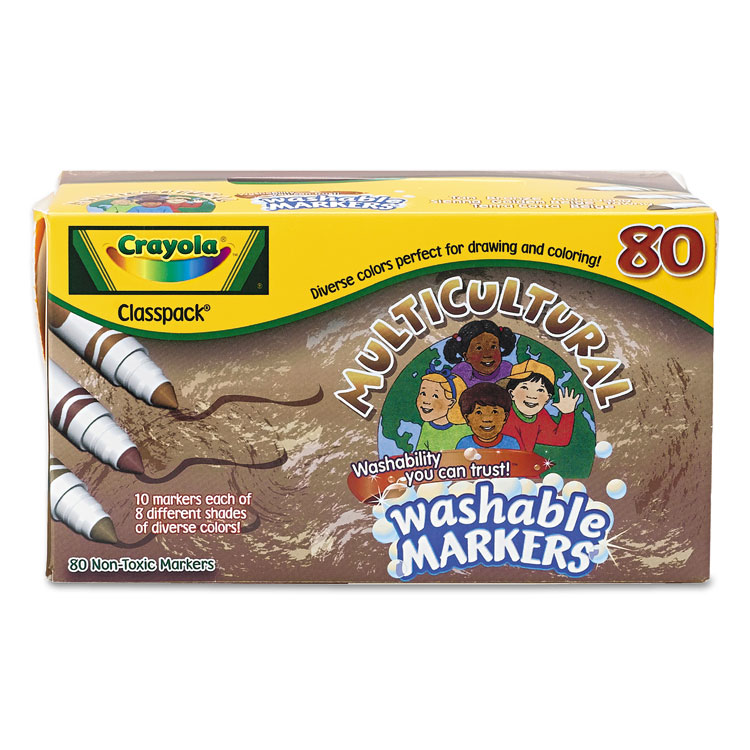 Multicultural Colors Washable Marker, Broad Bullet Tip, Assorted Colors, 80/Pack