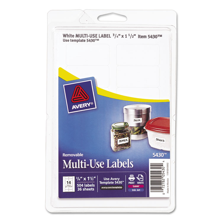 Picture of Removable Multi-Use Labels, 3/4 x 1 1/2, White, 504/Pack