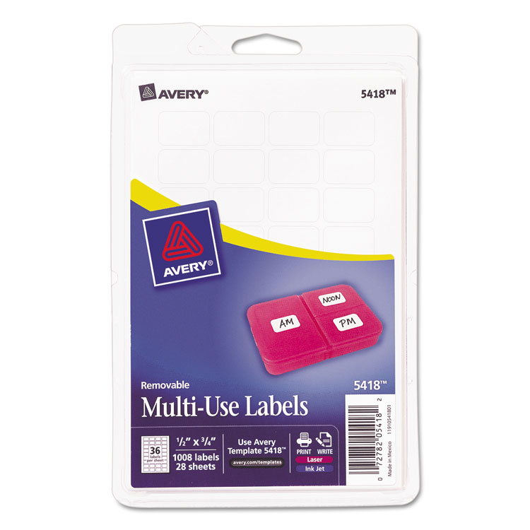 Picture of Removable Multi-Use Labels, 1/2 x 3/4, White, 1008/Pack
