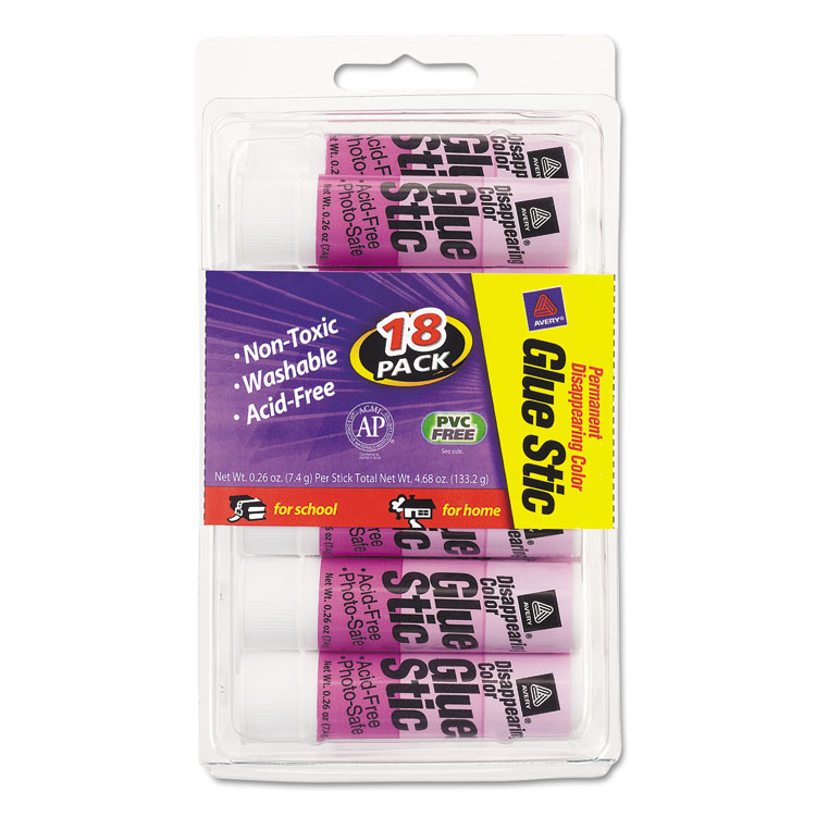 Picture of Permanent Glue Stics, Purple Application, .26 oz, 18/Pack