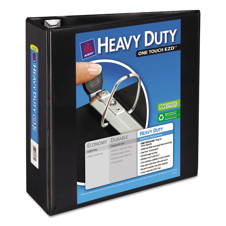 Picture of Heavy-Duty View Binder w/Locking 1-Touch EZD Rings, 4" Cap, Black
