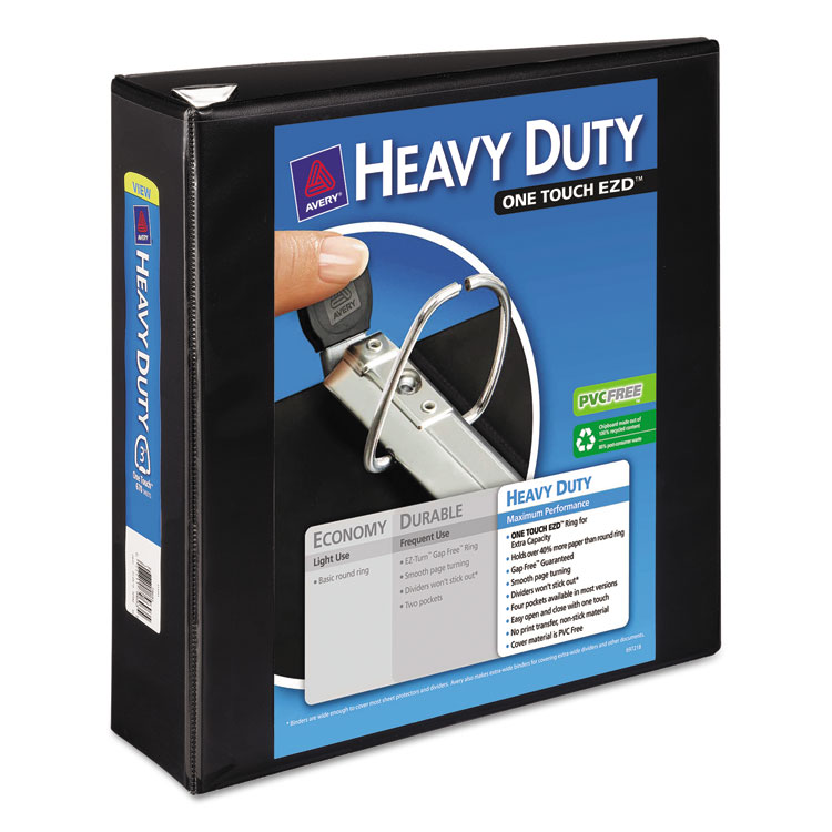 Picture of Heavy-Duty View Binder w/Locking 1-Touch EZD Rings, 3" Cap, Black