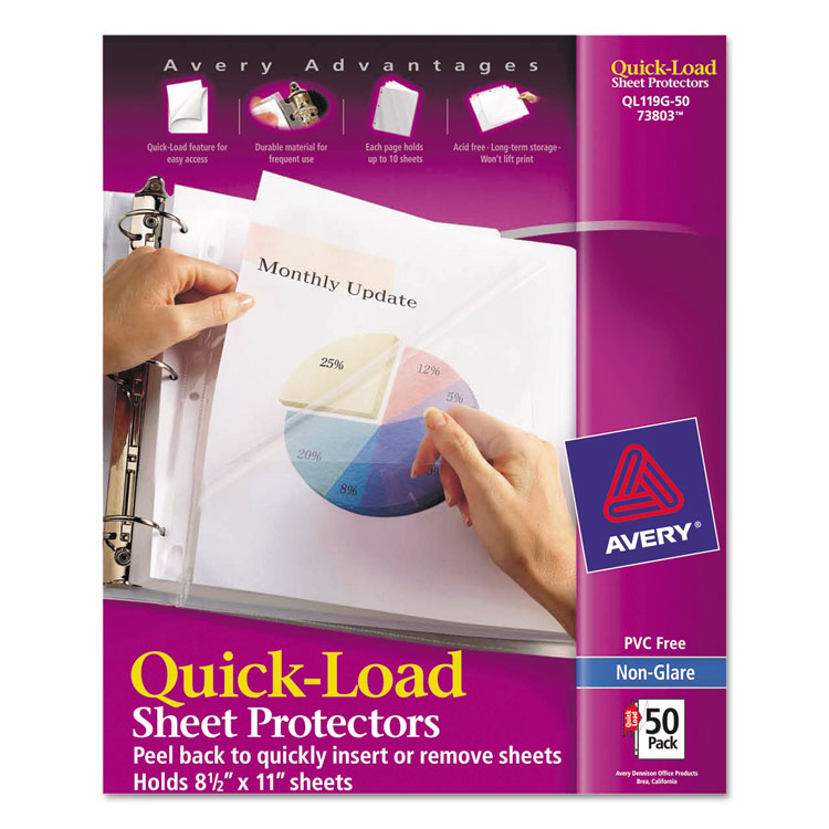 Picture of Quick Top & Side Loading Sheet Protectors, Letter, Non-Glare, 50/Box