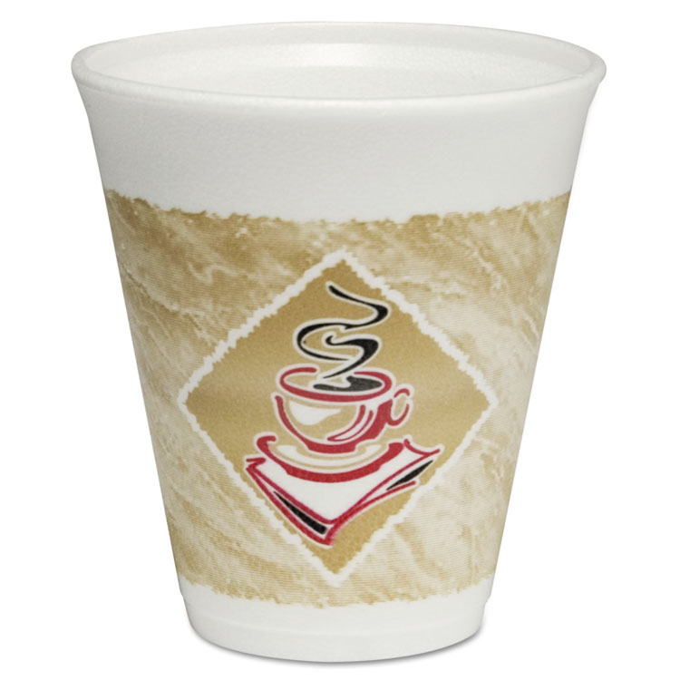 Picture of Cafe G Foam Hot/cold Cups, 12oz, White W/brown & Red, 1000/carton