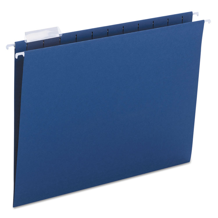 Picture of Hanging File Folders, 1/5 Tab, 11 Point Stock, Letter, Navy, 25/Box