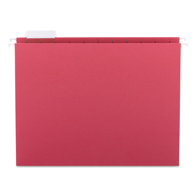 Picture of Hanging File Folders, 1/5 Tab, 11 Point Stock, Letter, Red, 25/Box