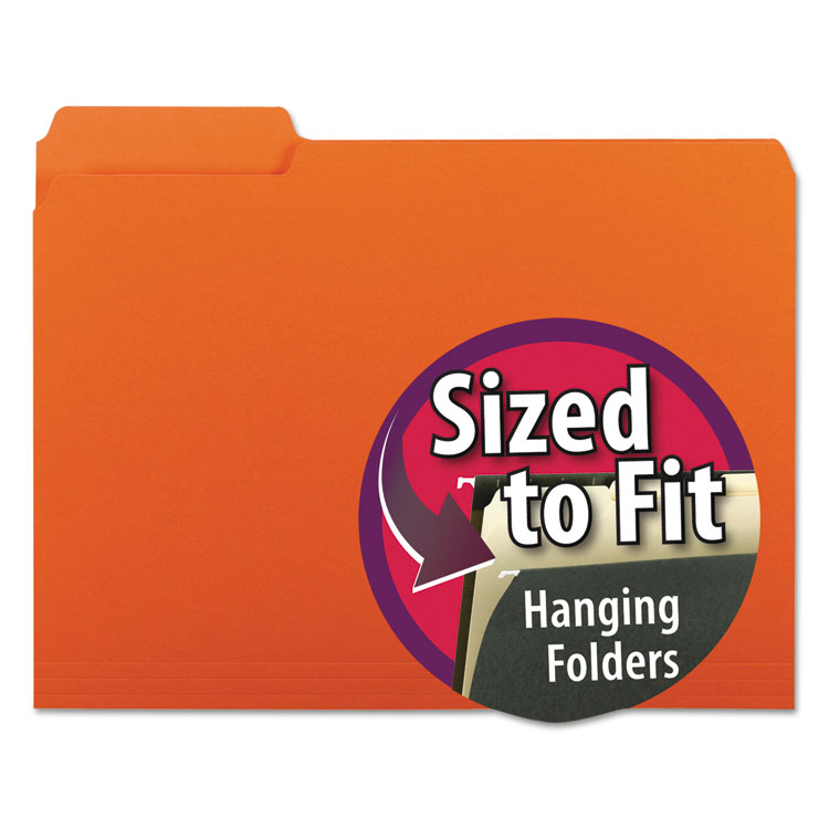 Picture of Interior File Folders, 1/3 Cut Top Tab, Letter, Orange, 100/Box