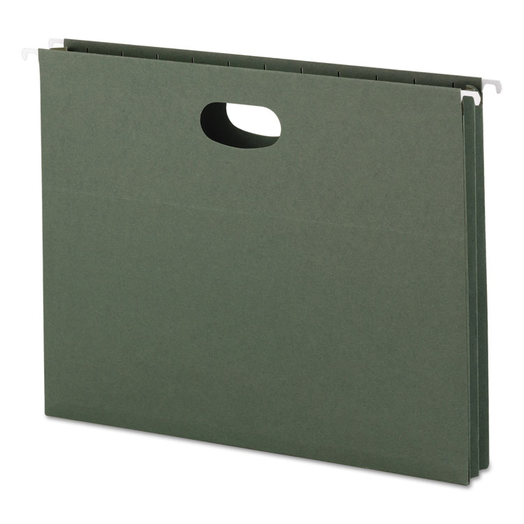Picture of 1 3/4" Cap Hanging Pockets w/Full-Height Gussetts, Letter, Green, 25/Box