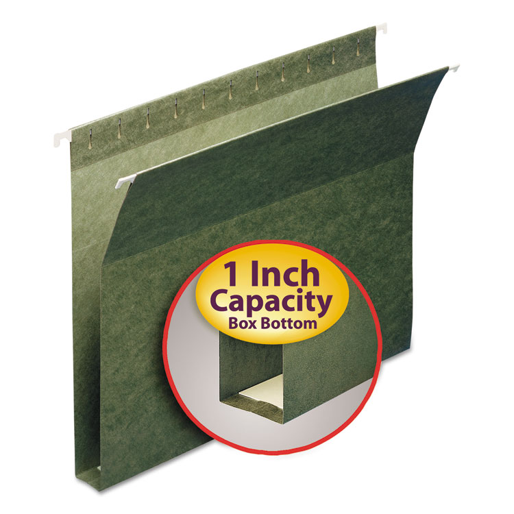 Picture of 1" Capacity Box Bottom Hanging File Folders, Letter, Green, 25/Box
