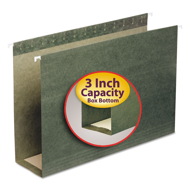 Picture of Three Inch Capacity Box Bottom Hanging File Folders, Legal, Green, 25/Box