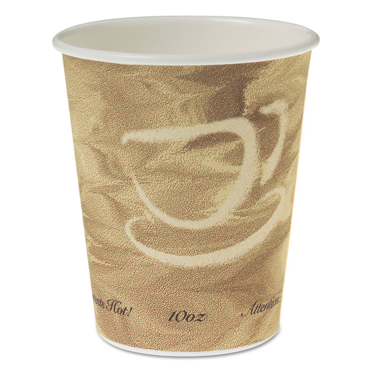 Picture of Single Sided Poly Paper Hot Cups, 10 Oz, Mistique Design, 50/bag, 20 Bags/carton