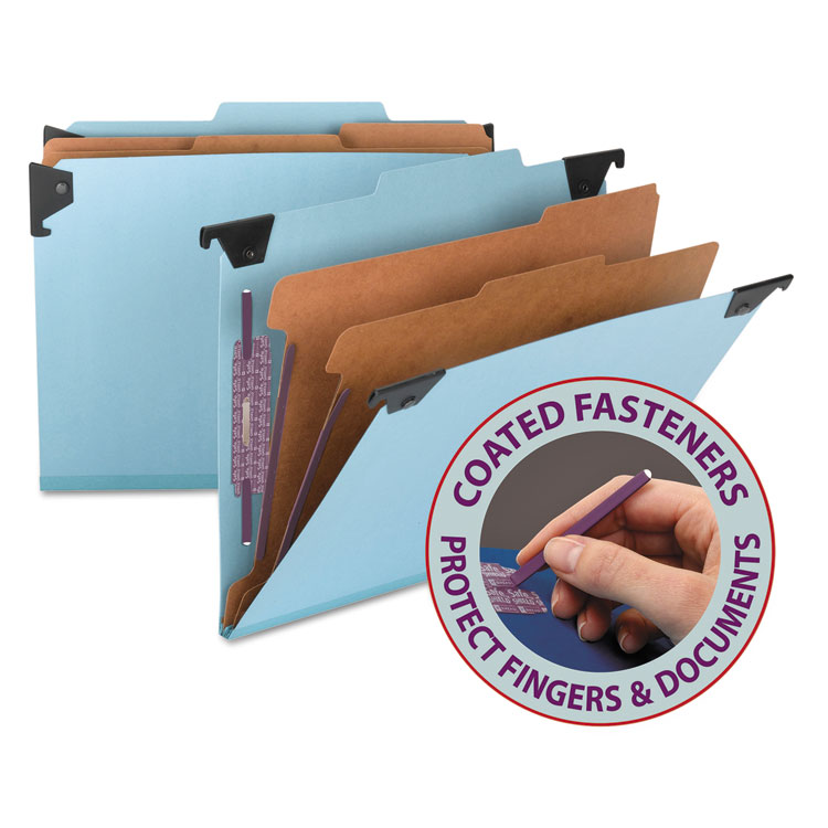 Picture of Six Section Hanging Classification Folder, Pressboard/Kraft, Letter, Blue