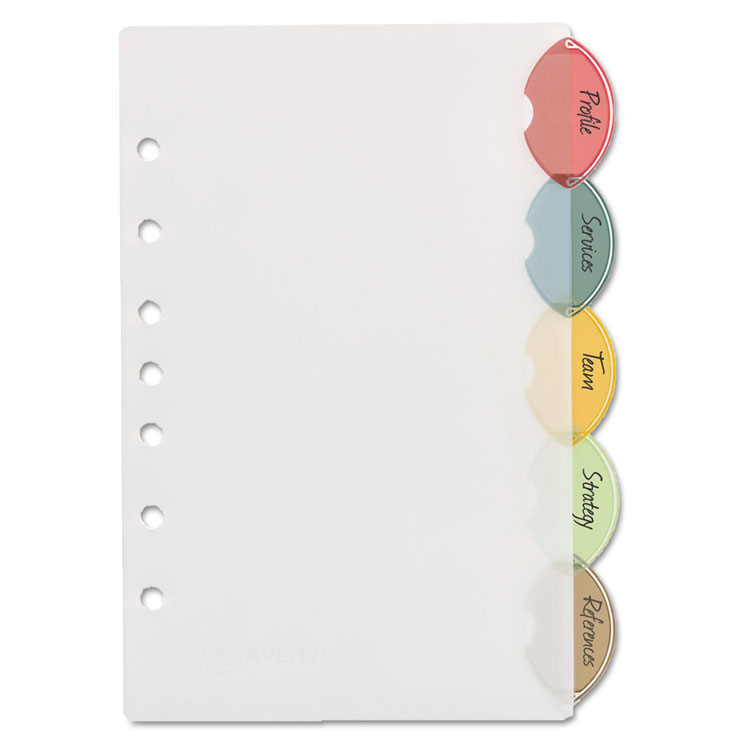 Picture of Insertable Style Edge Tab Plastic Dividers, 5-Tab, 8 1/2 x 5 1/2