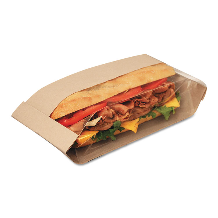 Picture of Dubl View Sandwich Bags, 2.55 mil, 11 3/4 x 4 1/4 x 2 3/4, Natural Brown, 500/CT