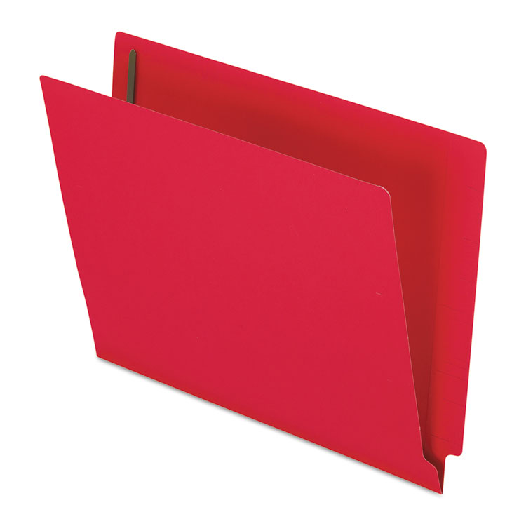 Picture of Reinforced End Tab Expansion Folder, Two Fasteners, Letter, Red, 50/Box