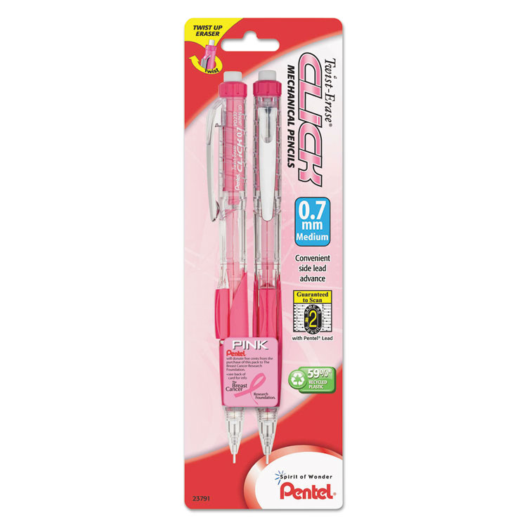 Picture of Pink Ribbon Twist-Erase CLICK Mechanical Pencil, 0.7 mm, 2/Pack