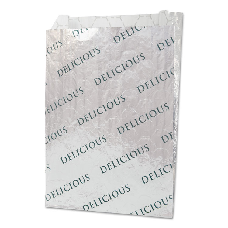 Picture of Foil/paper/honeycomb Insulated Bag "delicious", 8" X 6", White, 1000/carton
