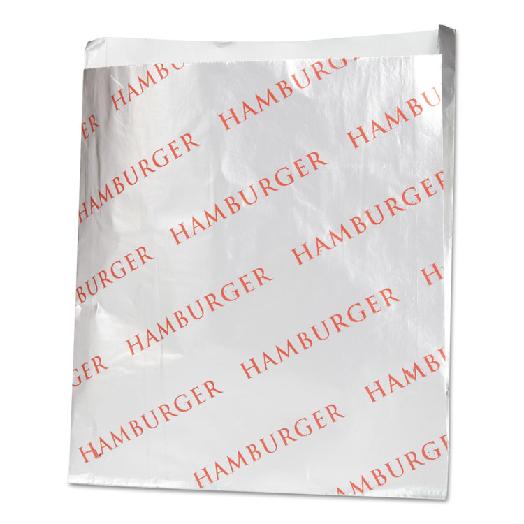 Picture of Foil Hamburger Bags, 6 X 3/4 X 6 1/2, Silver, 1000 Per Carton