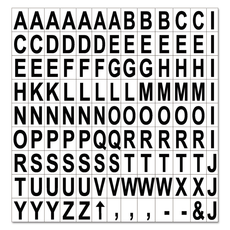 Picture of Interchangeable Magnetic Characters, Letters, Black, 3/4"h