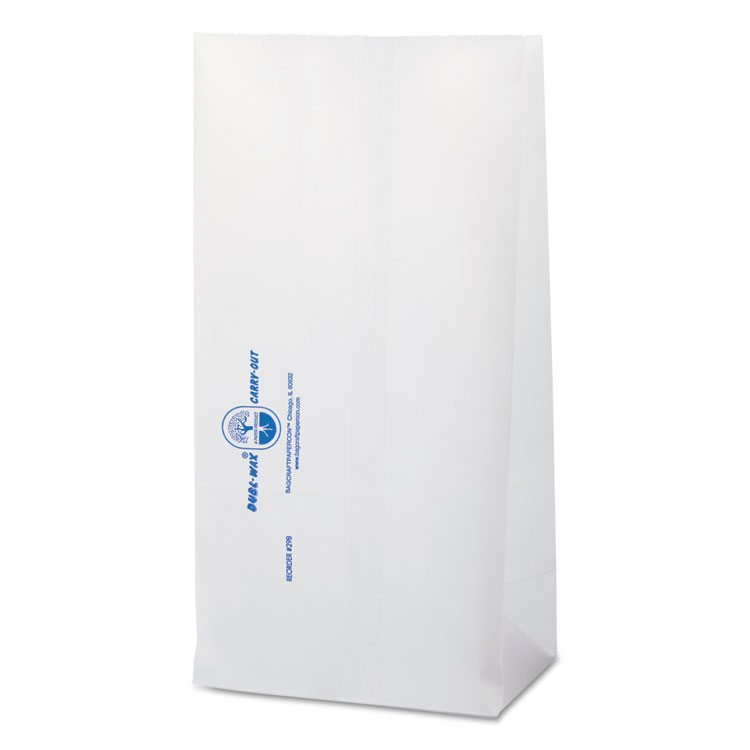 Picture of Dubl Wax Grease-Resistant Bakery Bags, 6 1/8 X 4 X 12 3/8, White, 1000/carton