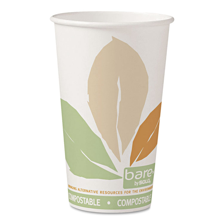 Picture of Bare By Solo Eco-Forward Pla Paper Hot Cups, Leaf Design, 16 Oz, 1000/carton