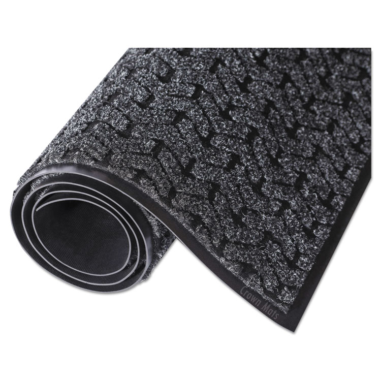 Tire-Track Scraper Mat, Needlepunch Polypropylene/Vinyl, 3' x 5', Charcoal