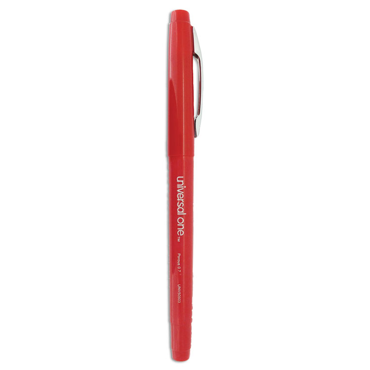 Picture of Roller Ball Porous Tip Stick Pen, Red Ink, Medium, Dozen