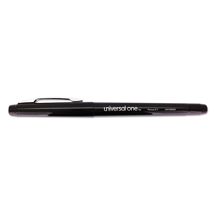 Picture of Roller Ball Porous Tip Stick Pen, Black Ink, Medium, Dozen