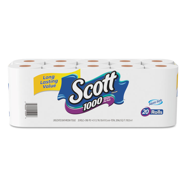 Picture of 1000 Toilet Tissue, 1-Ply, White, 1000 Sheet/roll, 20/pack