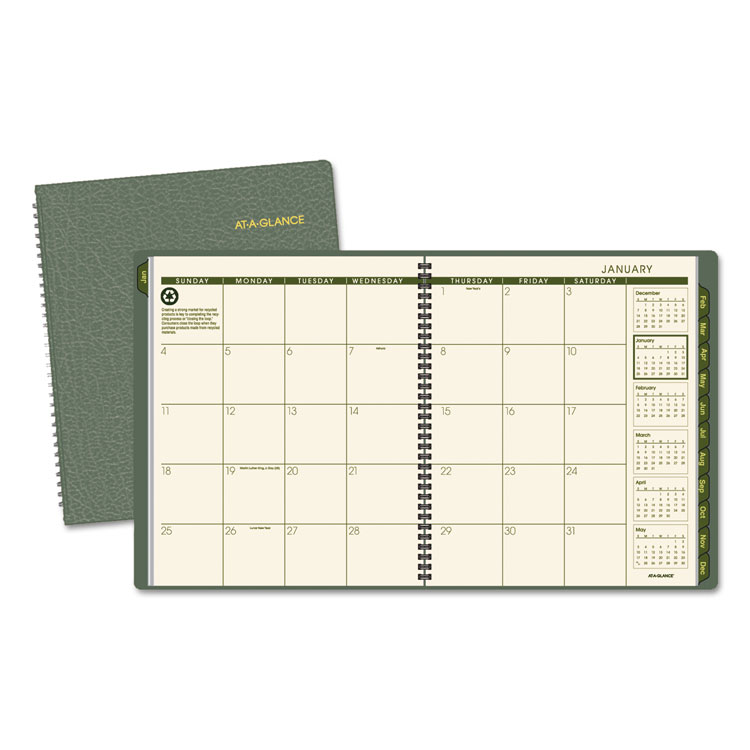 Picture of Recycled Monthly Planner, 9 x 11, Green-2019