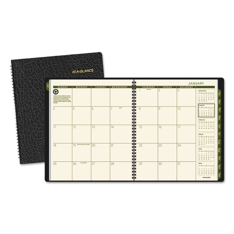 Picture of Recycled Monthly Planner, 9 x 11, Black-2019